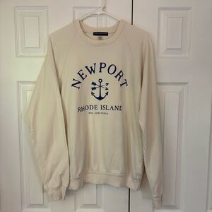 Kiel James Patrick Cream NEWPORT RHODE ISLAND Crewneck with Navy Print